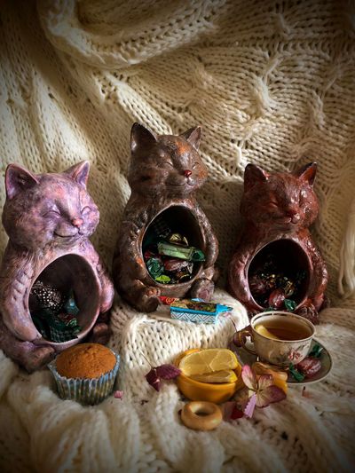 Конфетница Кот Лавандовый 